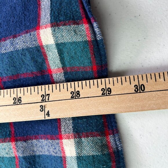 J Crew Mens Long Sleeve Button Up Plaid Flannel Shirt Medium Slim Fit Blue Green - Picture 7 of 8